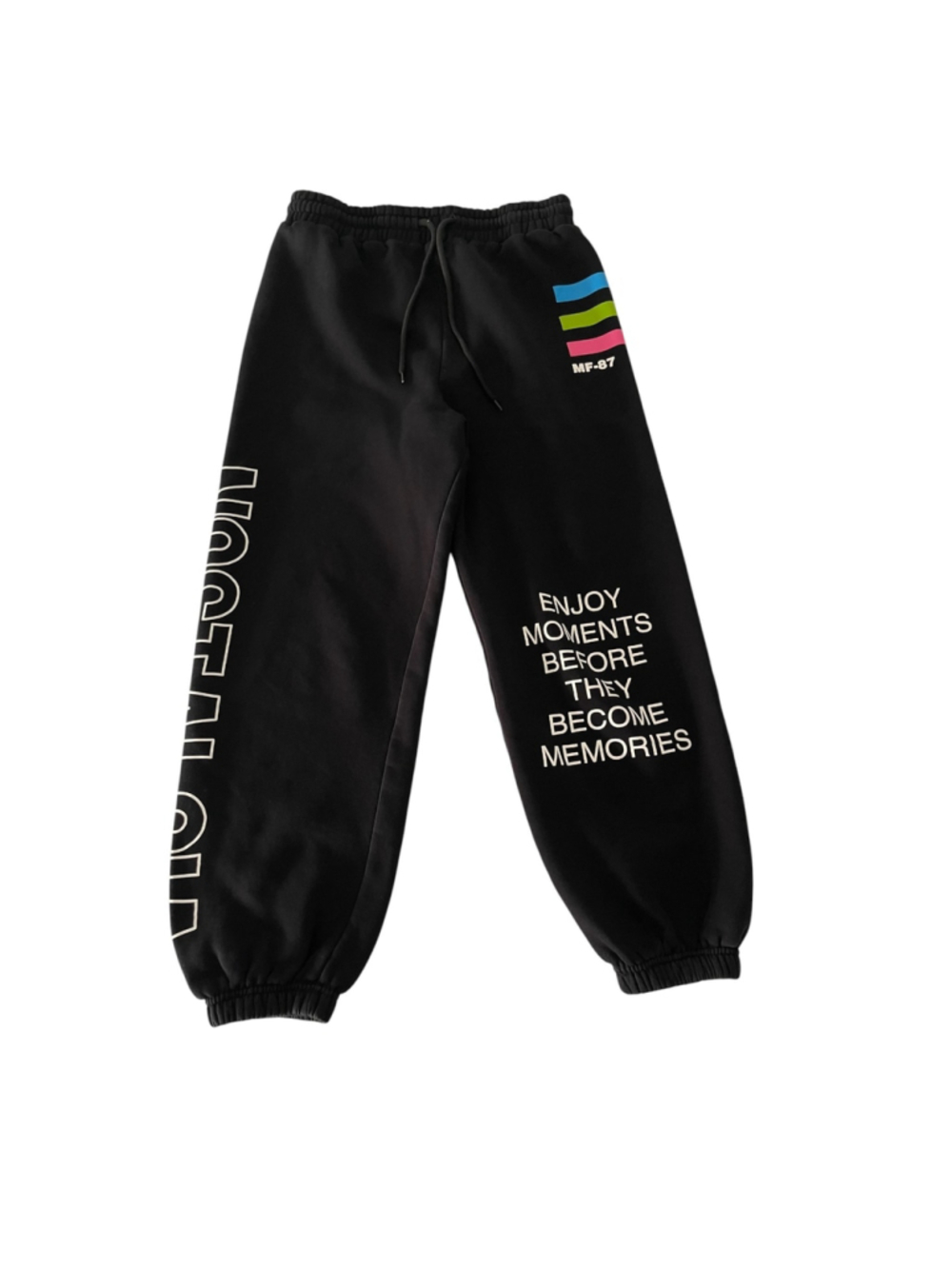 Mayfair The Label Black Graphic Jogger Sweatpants Nostalgia Print M/L